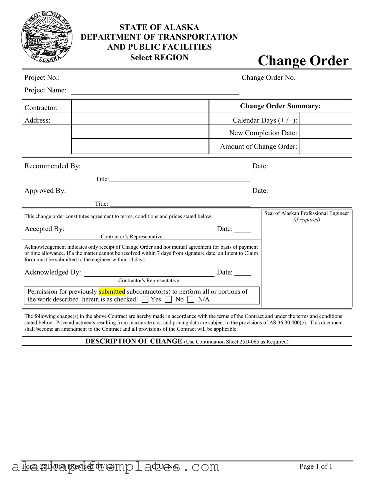 Free Alaska 25D 068 PDF Template