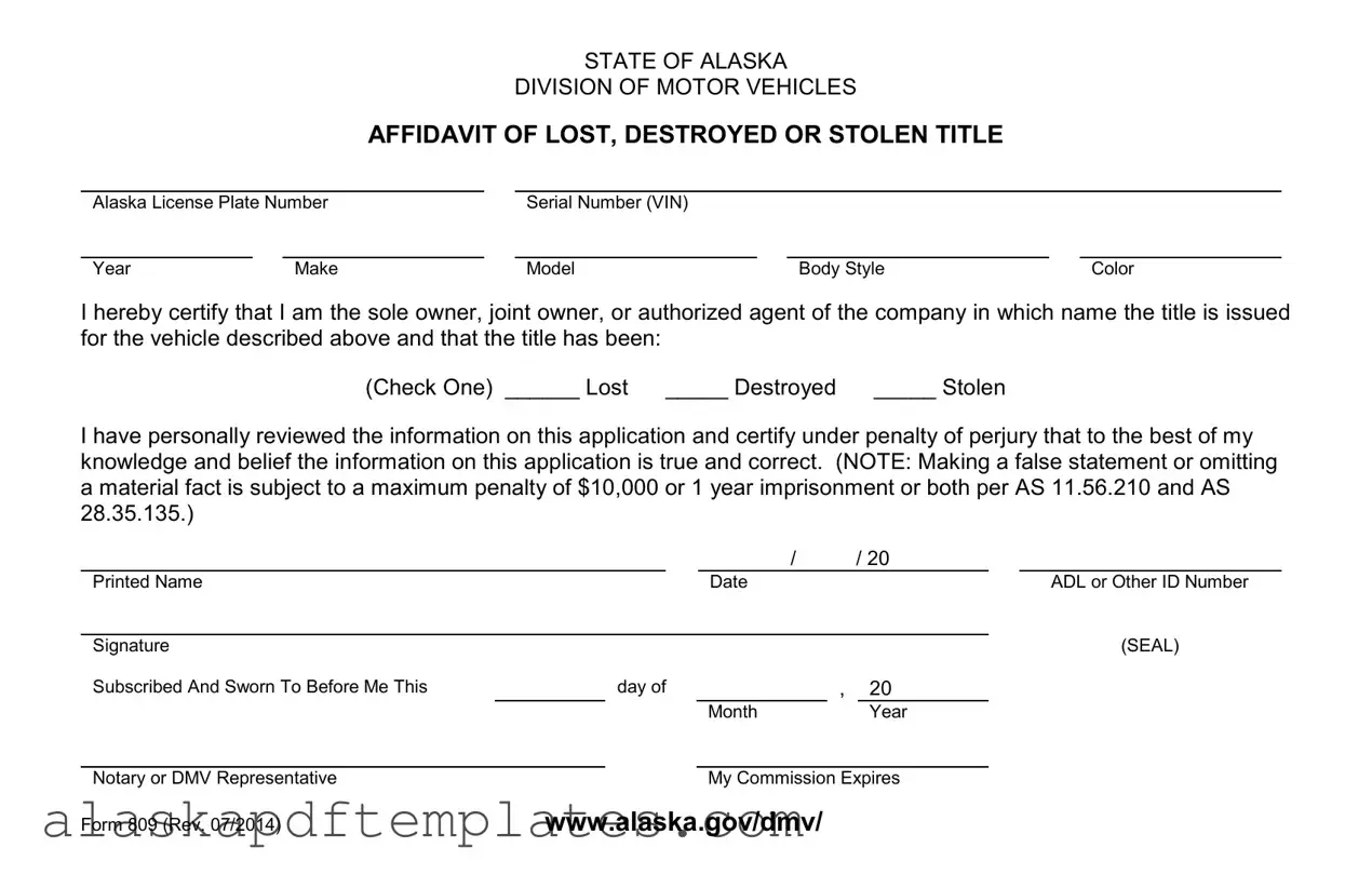 Free Alaska 809 PDF Template