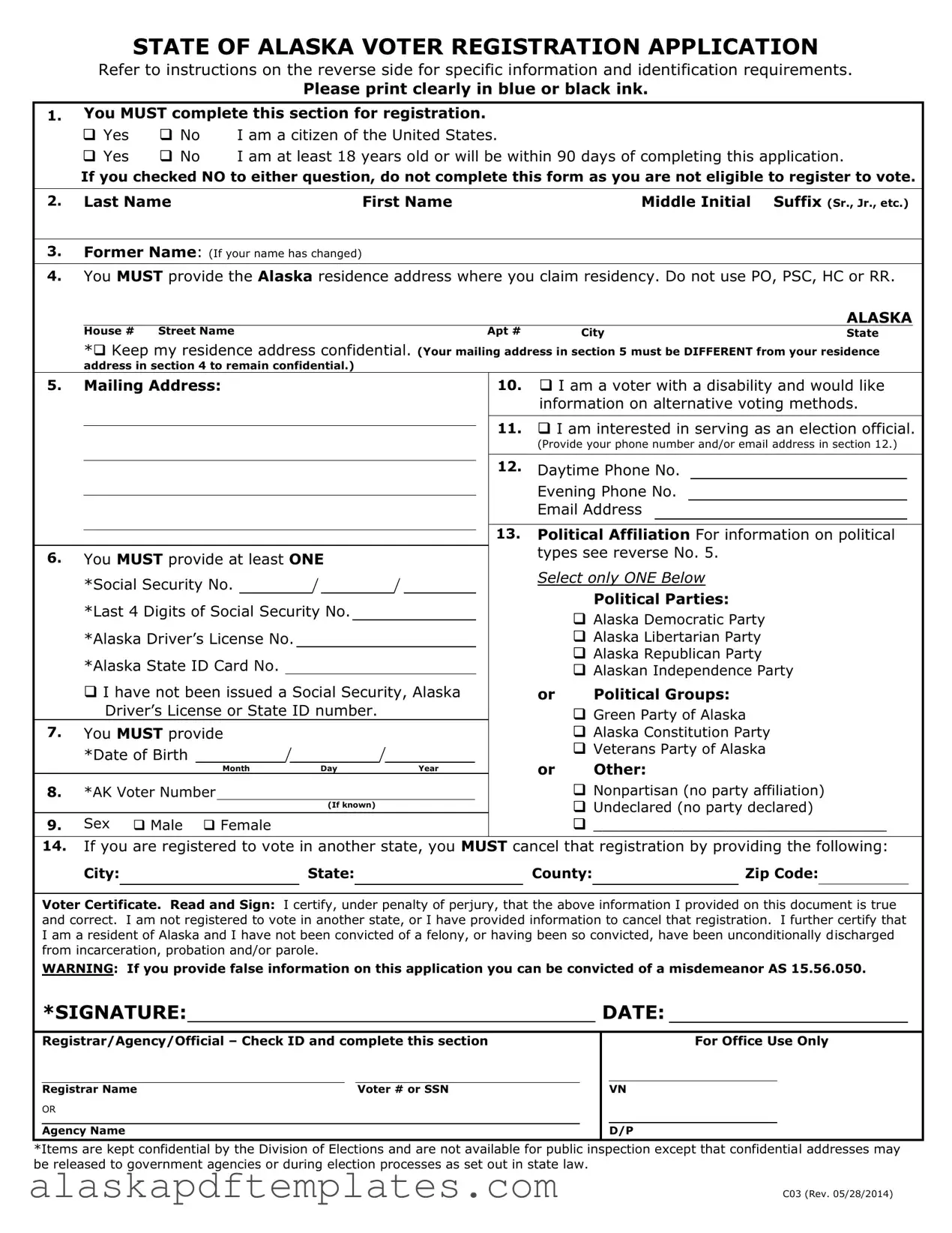 Free Alaska C03 PDF Template