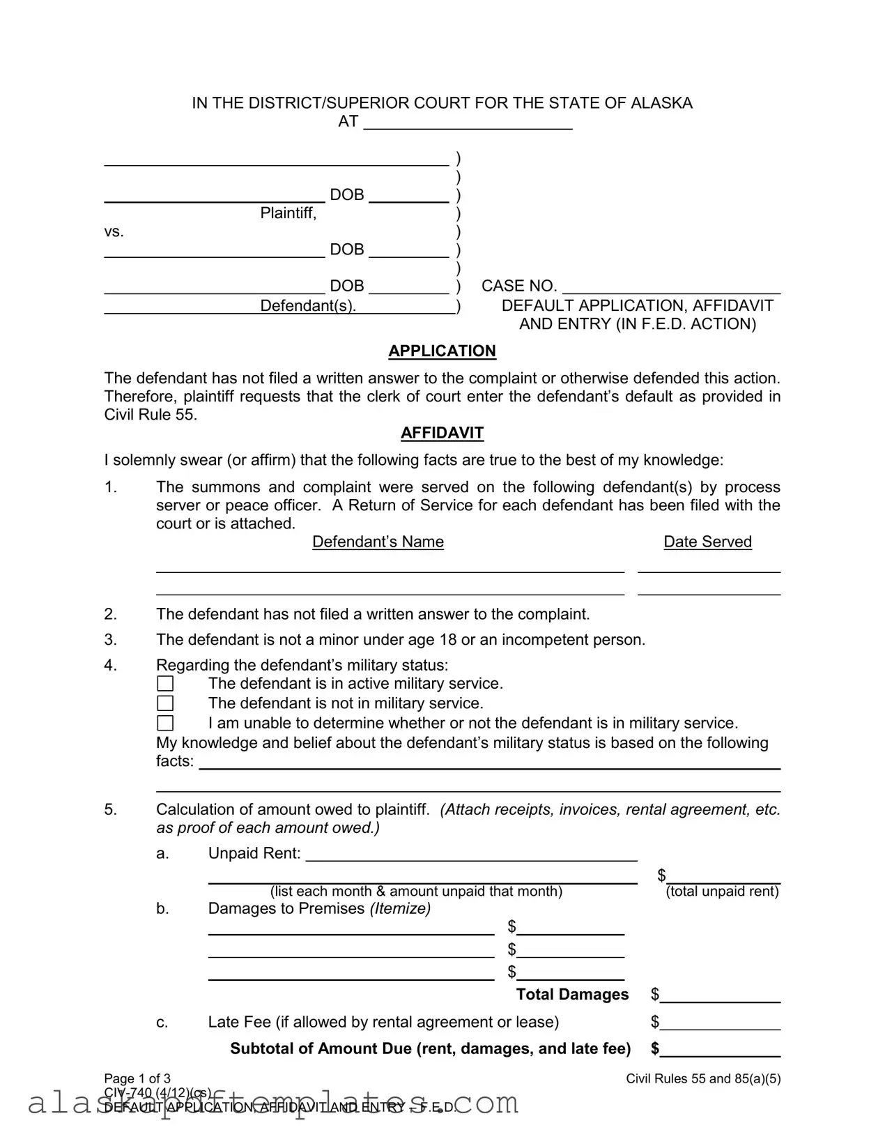 Free Alaska Civ 740 PDF Template
