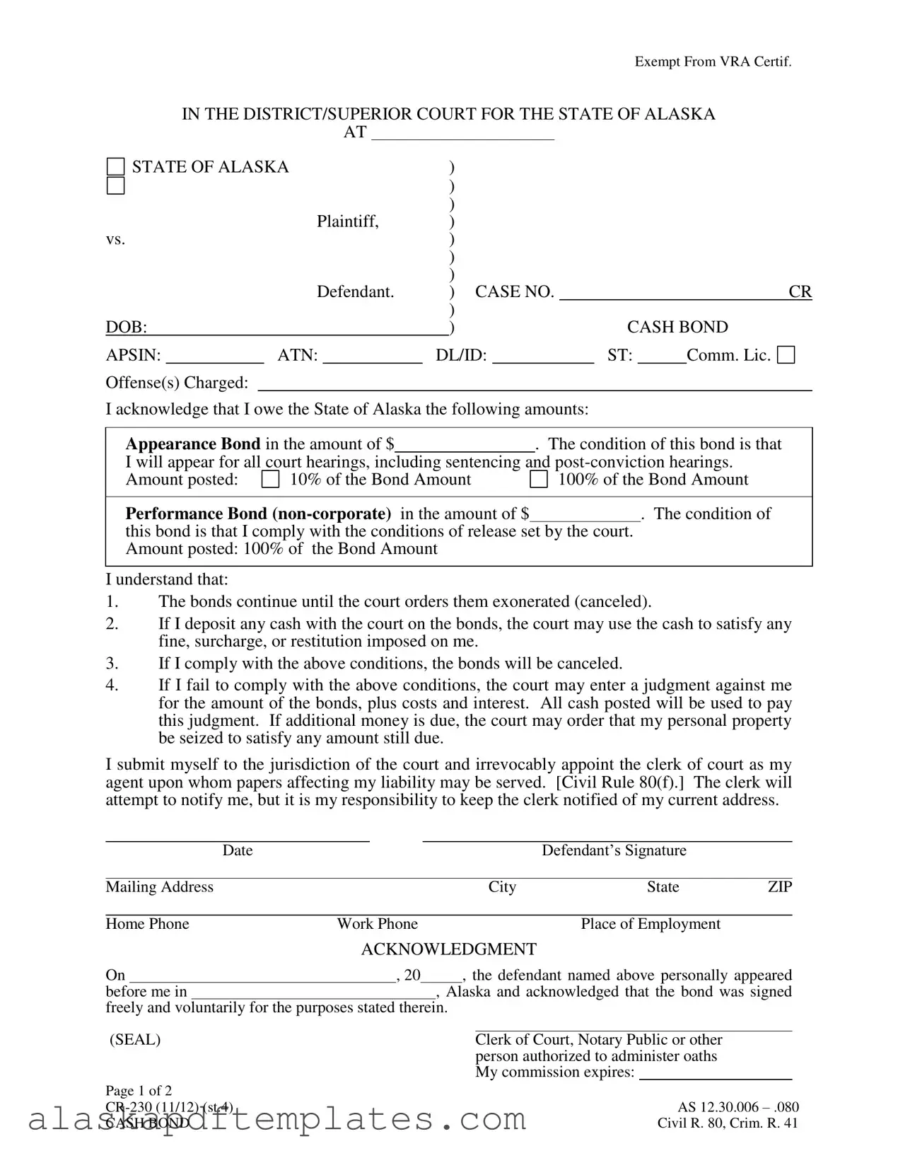 Free Alaska Cr 230 PDF Template