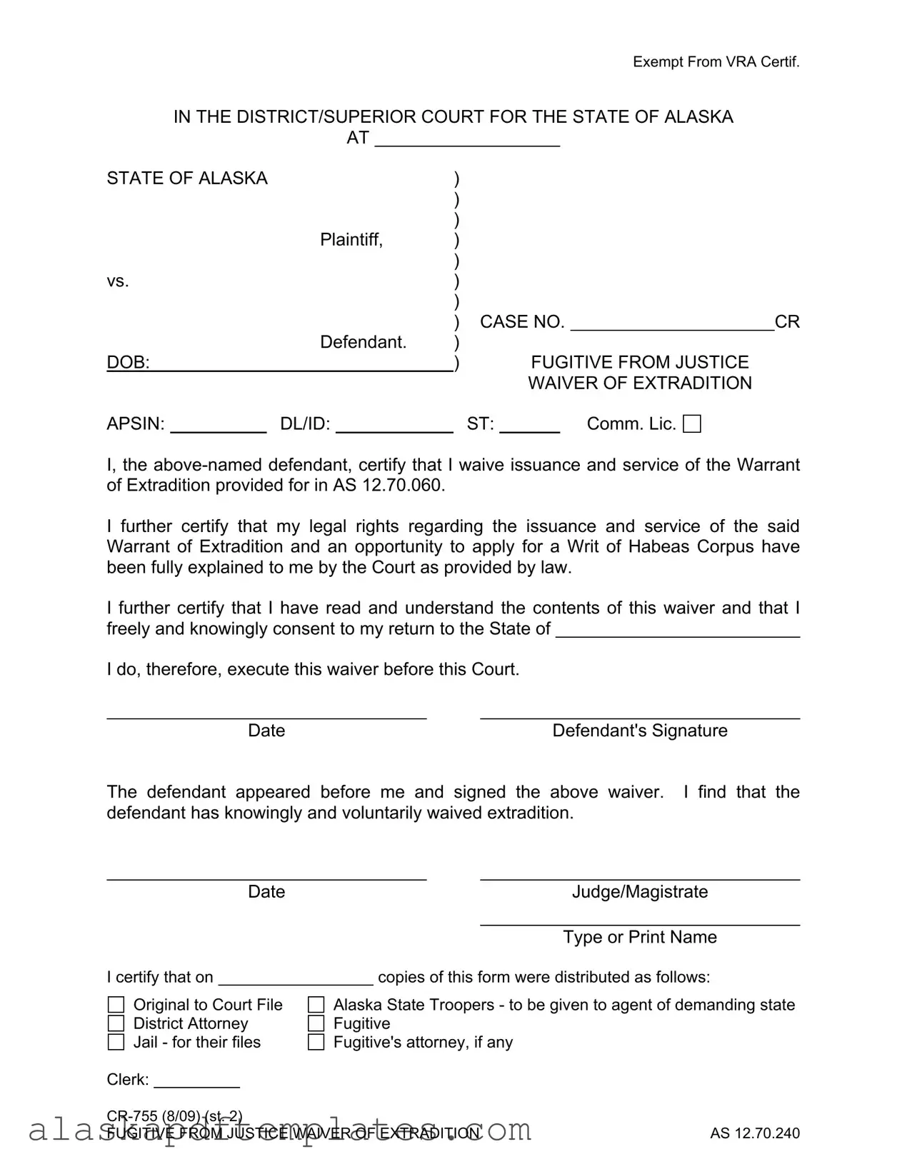 Free Alaska Cr 755 PDF Template
