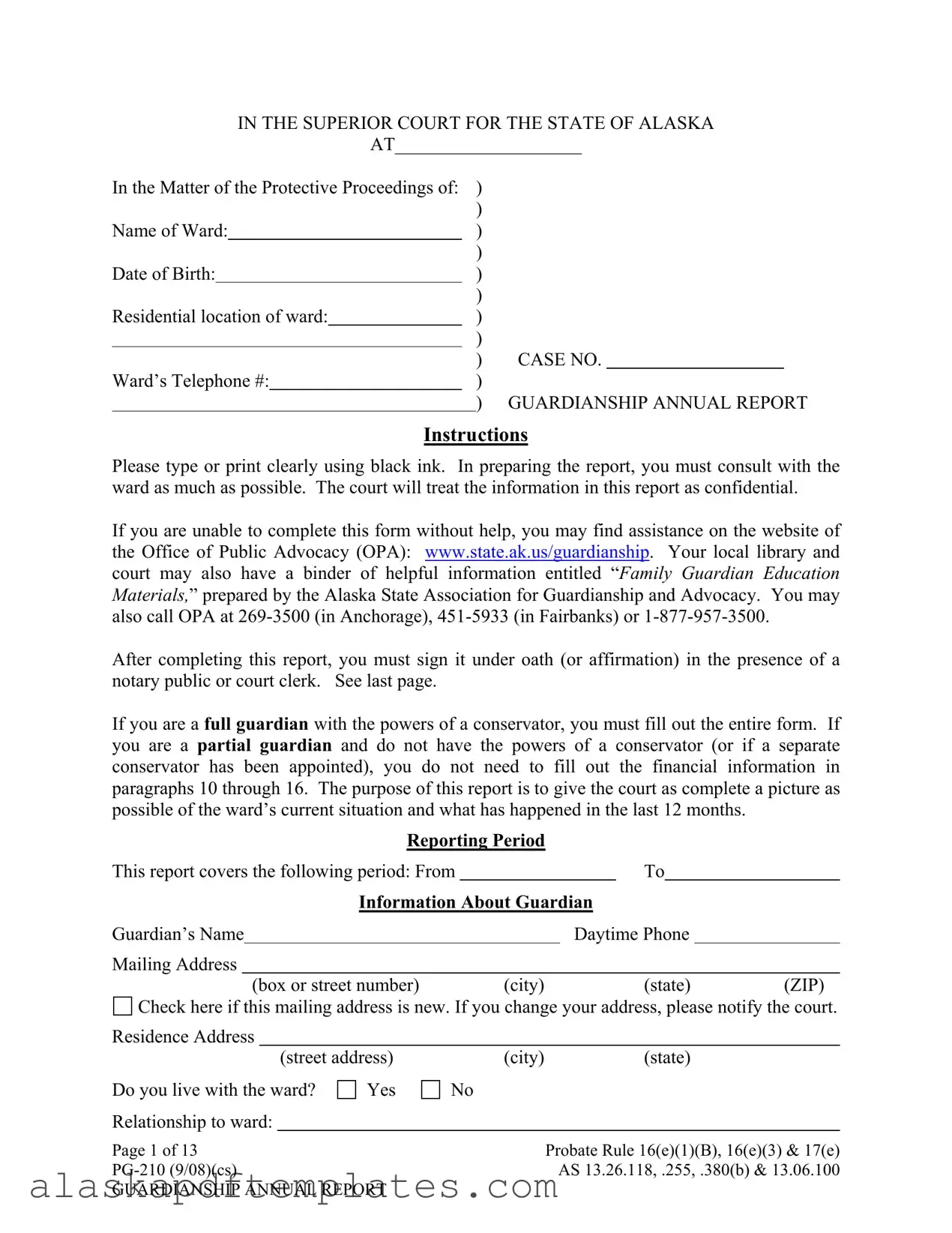 Free Alaska Guardianship PDF Template