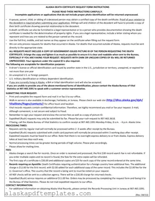 Free Alaska Death Certificate PDF Template
