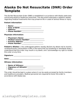 Printable Do Not Resuscitate Order Template for Alaska State