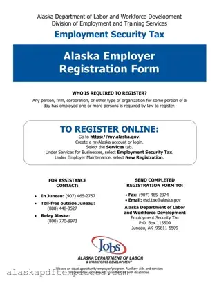 Free Alaska Employer Registration PDF Template
