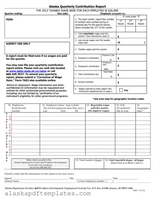 Free Alaska Quarterly Contribution Report PDF Template